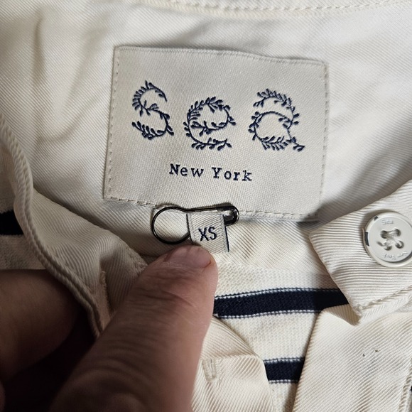 Sea New York Striped Ruffle Hem Sleeveless Dress Collared Womens XS White Blue - Picture 3 of 8